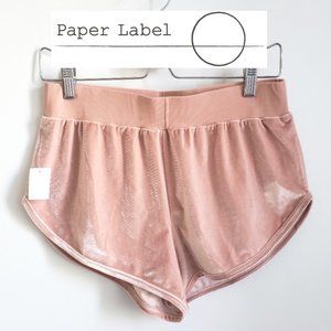 Paper Label Pink Velour High Waist Shorts Small